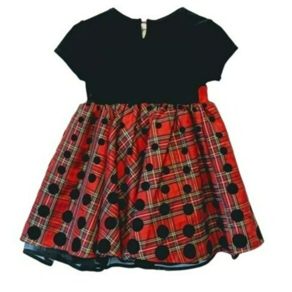Girls Bonnie Baby Black Red Black Christmas Holiday Dress Toddler SIze 24M - Picture 2 of 3